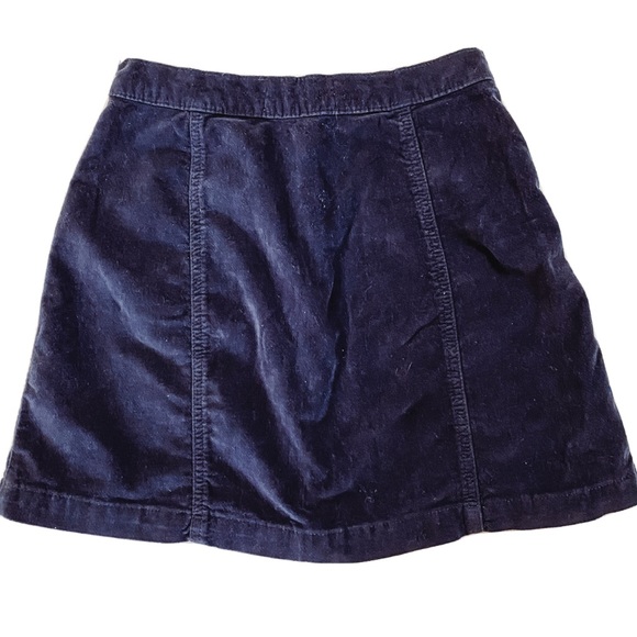 Urban Outfitters Sz XS Blue Velvet Snap Front A-Line Mini Skirt. - Picture 2 of 10